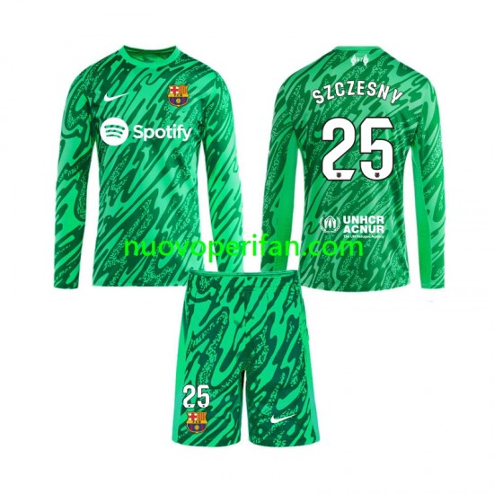Maglie da Calcio FC Barcelona Wojciech Szczesny 25 Portiere Bambino Prima Tenuta 2024-2025 Maniche Lunghe