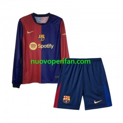 Maglie da Calcio FC Barcelona Bambino Prima Tenuta 2024-2025 Maniche Lunghe