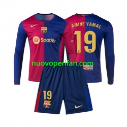 Maglie da Calcio FC Barcelona Lamine Yamal 19 Bambino Prima Tenuta 2024-2025 Maniche Lunghe
