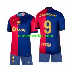 Maglie da Calcio FC Barcelona Lewandowski 9 Bambino Prima Tenuta 2024-2025 Maniche Corte