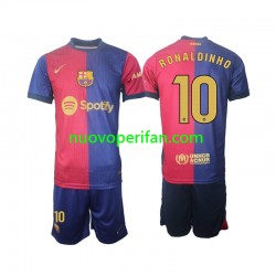 Maglie da Calcio FC Barcelona Ronaldinho 10 Bambino Prima Tenuta 2024-2025 Maniche Lunghe
