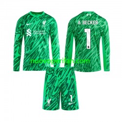 Maglie da Calcio Liverpool Alisson Becker 1 Portiere Bambino Trasferta Tenuta 2024-2025 Maniche Lunghe
