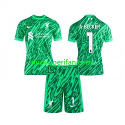 Maglie da Calcio Liverpool Alisson Becker 1 Portiere Bambino Trasferta Tenuta 2024-2025 Maniche Corte