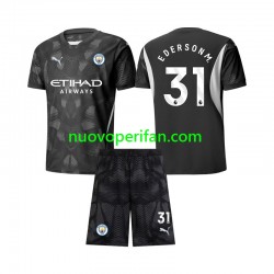 Maglie da Calcio Manchester City Ederson Moraes 31 Portiere Bambino Quarta Tenuta 2024-2025 Maniche Corte