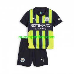 Maglie da Calcio Manchester City Bambino Trasferta Tenuta 2024-2025 Maniche Corte
