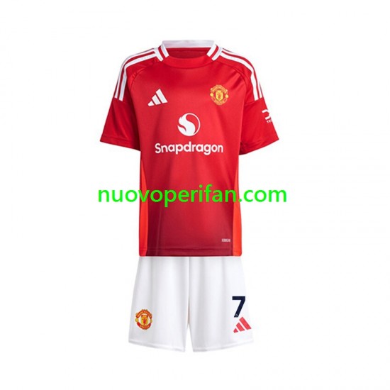 Maglie da Calcio Manchester United Beckham 7 Bambino Prima Tenuta 2024-2025 Maniche Corte