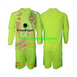 Maglie da Calcio Manchester United Portiere Bambino Trasferta Tenuta 2024-2025 Maniche Lunghe
