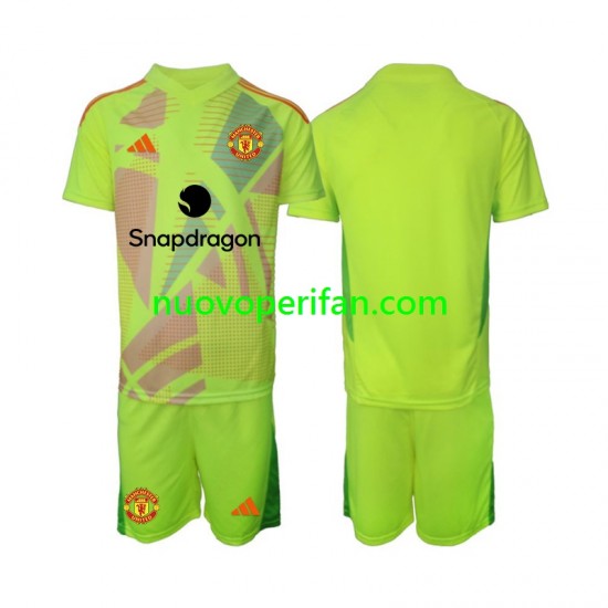 Maglie da Calcio Manchester United Portiere Bambino Trasferta Tenuta 2024-2025 Maniche Corte
