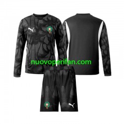 Maglie da Calcio Marocco Portiere Bambino Alternativa Tenuta 2024 Maniche Lunghe