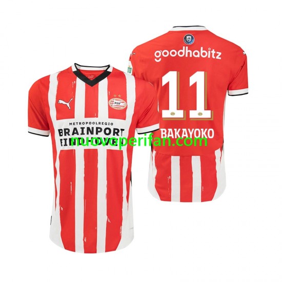 Maglie da Calcio PSV Eindhoven Johan Bakayoko 11 Uomo Prima Tenuta 2024-2025 Maniche Corte