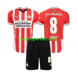 Maglie da Calcio PSV Eindhoven Sergino Dest 8 Bambino Prima Tenuta 2024-2025 Maniche Corte