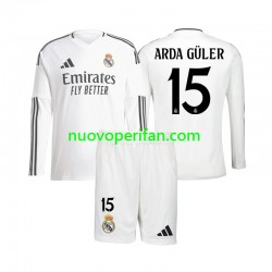 Maglie da Calcio Real Madrid Arda Guler 15 Bambino Prima Tenuta 2024-2025 Maniche Lunghe