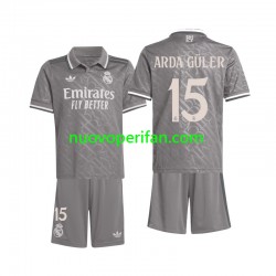 Maglie da Calcio Real Madrid Arda Guler 15 Bambino Alternativa Tenuta 2024-2025 Maniche Corte
