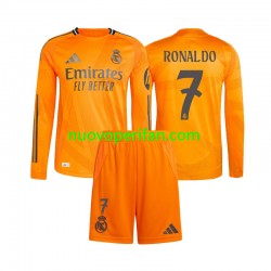 Maglie da Calcio Real Madrid Cristiano Ronaldo 7 Bambino Trasferta Tenuta 2024-2025 Maniche Lunghe