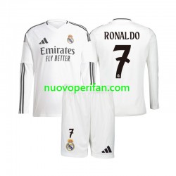 Maglie da Calcio Real Madrid Cristiano Ronaldo 7 Bambino Prima Tenuta 2024-2025 Maniche Lunghe