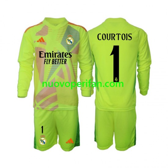 Maglie da Calcio Real Madrid COURTOIS 1 Portiere Bambino Quarta Tenuta 2024-2025 Maniche Lunghe