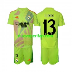 Maglie da Calcio Real Madrid Lunin 13 Portiere Bambino Quarta Tenuta 2024-2025 Maniche Corte