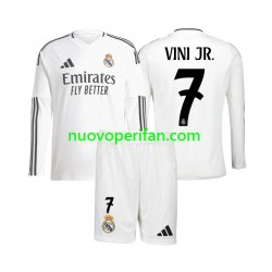 Maglie da Calcio Real Madrid Vinicius Junior 7 Bambino Prima Tenuta 2024-2025 Maniche Lunghe