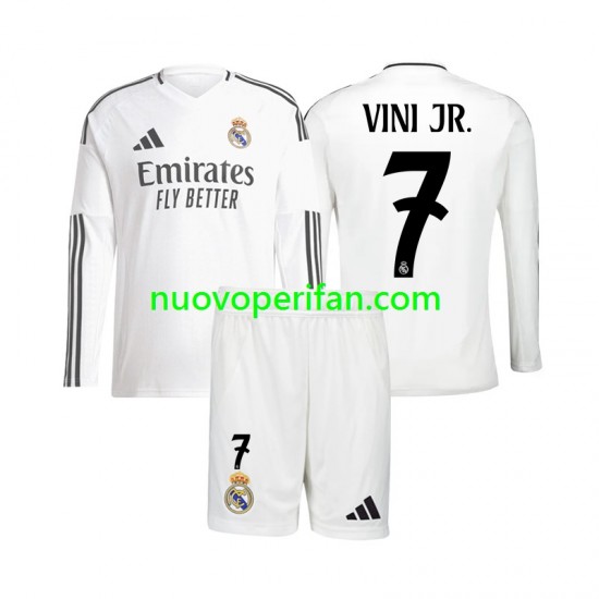 Maglie da Calcio Real Madrid Vinicius Junior 7 Bambino Prima Tenuta 2024-2025 Maniche Lunghe