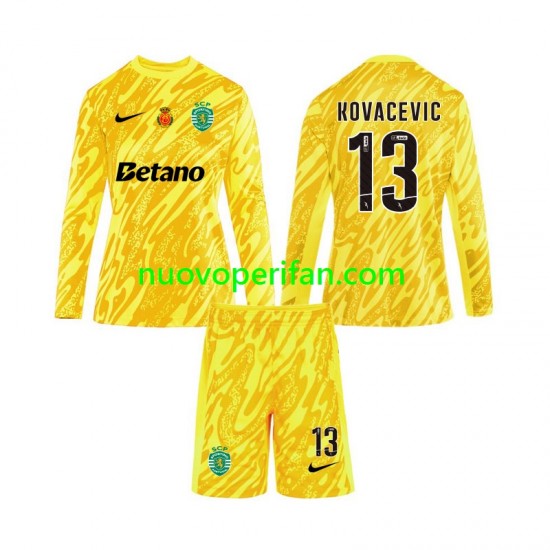 Maglie da Calcio Sporting CP Kovacevic 13 Portiere Bambino Alternativa Tenuta 2024-2025 Maniche Lunghe
