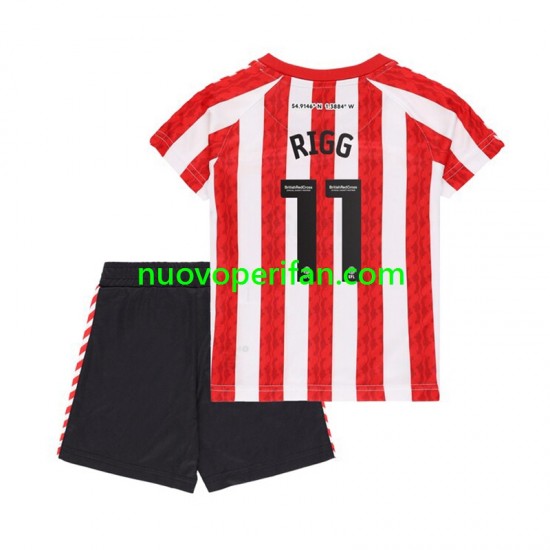 Maglie da Calcio Sunderland Chris Rigg 11 Bambino Prima Tenuta 2024-2025 Maniche Corte