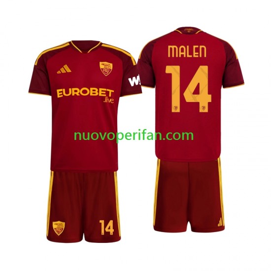 Maglie da Calcio AS Roma Donyell Malen 14 Bambino Prima Tenuta 2026-2027 Maniche Corte