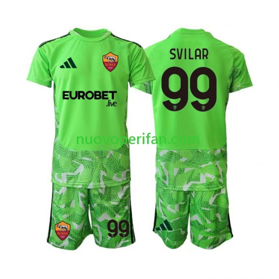 Maglie da Calcio AS Roma Mile Svilar 99 Portiere Bambino Prima Tenuta 2026-2027 Maniche Corte