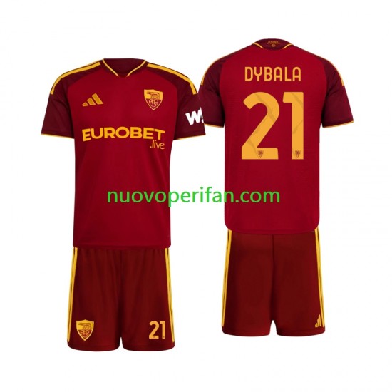 Maglie da Calcio AS Roma Paulo Dybala 21 Bambino Prima Tenuta 2026-2027 Maniche Corte