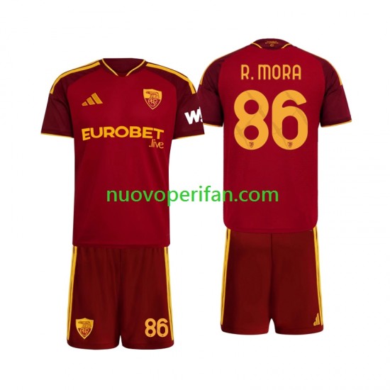 Maglie da Calcio AS Roma Rodrigo Mora 86 Bambino Prima Tenuta 2026-2027 Maniche Corte