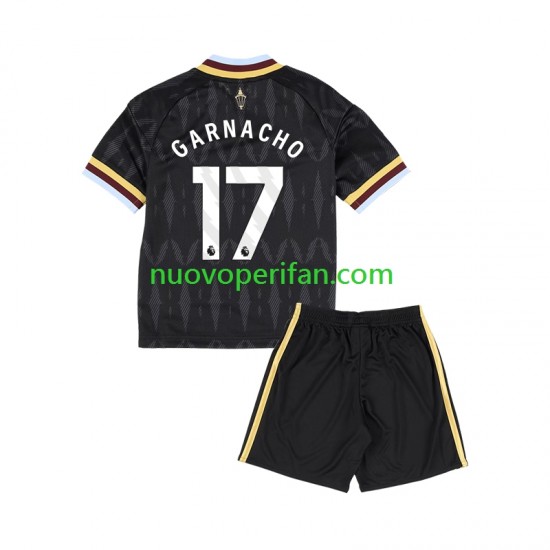 Maglie da Calcio Aston Villa Alejandro Garnacho 17 Bambino Trasferta Tenuta 2026-2027 Maniche Corte