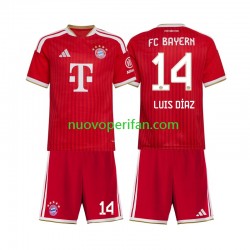 Maglie da Calcio FC Bayern München Luis Diaz 14 Bambino Prima Tenuta 2026-2027 Maniche Corte