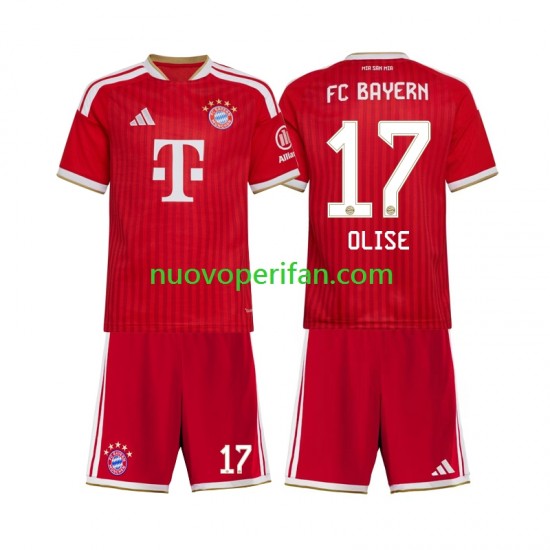 Maglie da Calcio FC Bayern München Michael Olise 17 Bambino Prima Tenuta 2026-2027 Maniche Corte