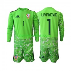 Maglie da Calcio Croazia Dominik Livakovic 25 Portiere Bambino Prima Tenuta 2026-2027 Maniche Lunghe