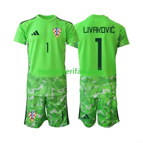 Maglie da Calcio Croazia Dominik Livakovic 25 Portiere Bambino Prima Tenuta 2026-2027 Maniche Corte