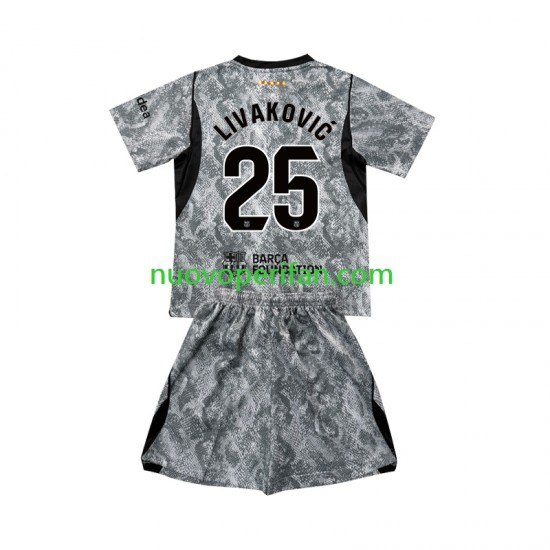 Maglie da Calcio FC Barcelona Dominik Livakovic 25 Portiere Bambino Trasferta Tenuta 2026-2027 Maniche Corte
