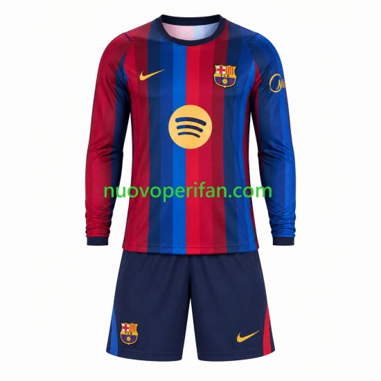 Maglie da Calcio FC Barcelona Bambino Prima Tenuta 2026-2027 Maniche Lunghe
