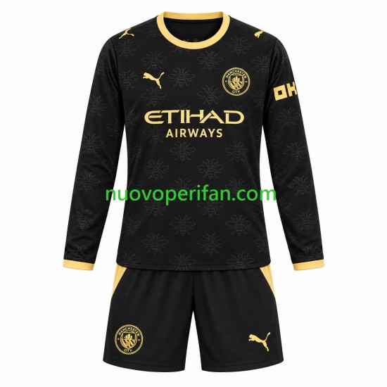 Maglie da Calcio Manchester City Bambino Trasferta Tenuta 2026-2027 Maniche Lunghe