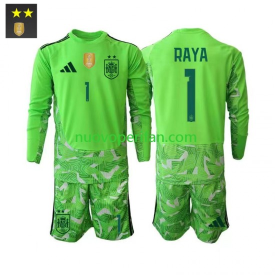 Maglie da Calcio Spagna David Raya 1 Portiere Bambino Alternativa Tenuta 2026-2027 Maniche Lunghe