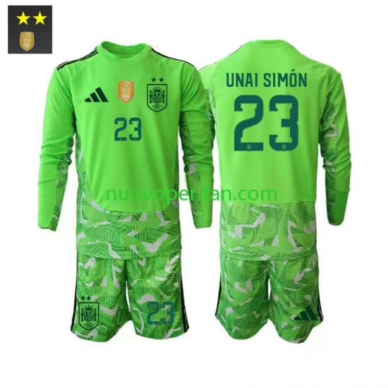 Maglie da Calcio Spagna Unai Simon 23 Portiere Bambino Alternativa Tenuta 2026-2027 Maniche Lunghe