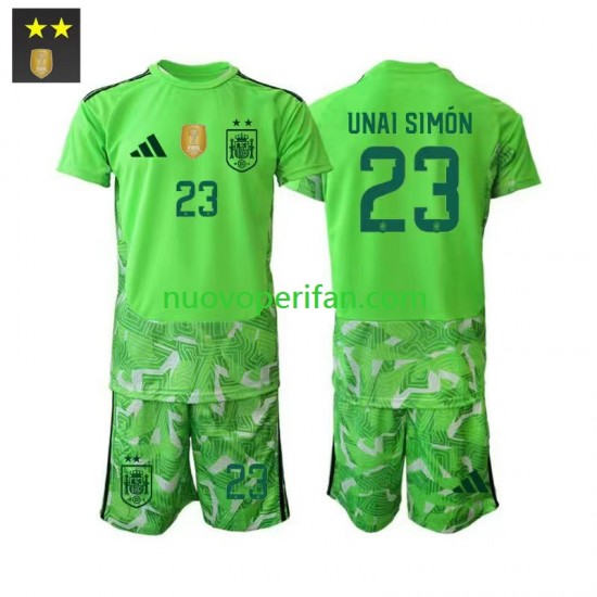 Maglie da Calcio Spagna Unai Simon 23 Portiere Bambino Alternativa Tenuta 2026-2027 Maniche Corte