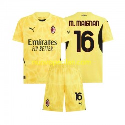 Maglie da Calcio AC Milan Mike Maignan 16 Portiere Bambino Trasferta Tenuta 2024-2025 Maniche Corte