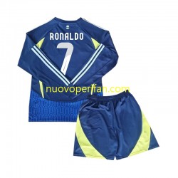Maglie da Calcio Al Nassr Cristiano Ronaldo 7 Bambino Trasferta Tenuta 2024-2025 Maniche Lunghe