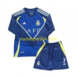 Maglie da Calcio Al Nassr Cristiano Ronaldo 7 Bambino Trasferta Tenuta 2024-2025 Maniche Lunghe