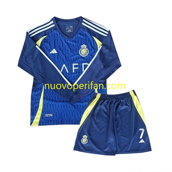 Maglie da Calcio Al Nassr Cristiano Ronaldo 7 Bambino Trasferta Tenuta 2024-2025 Maniche Lunghe