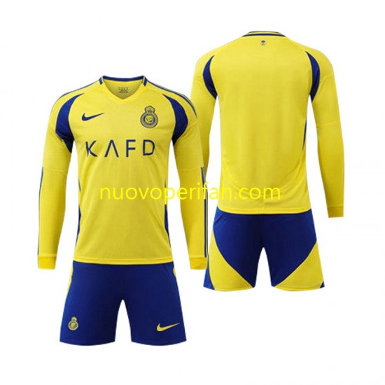 Maglie da Calcio Al Nassr Bambino Prima Tenuta 2024-2025 Maniche Lunghe