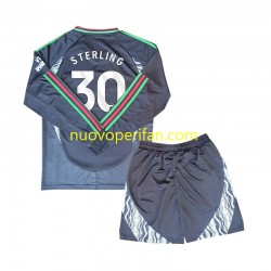 Maglie da Calcio Arsenal Sterling 30 Bambino Trasferta Tenuta 2024-2025 Maniche Lunghe