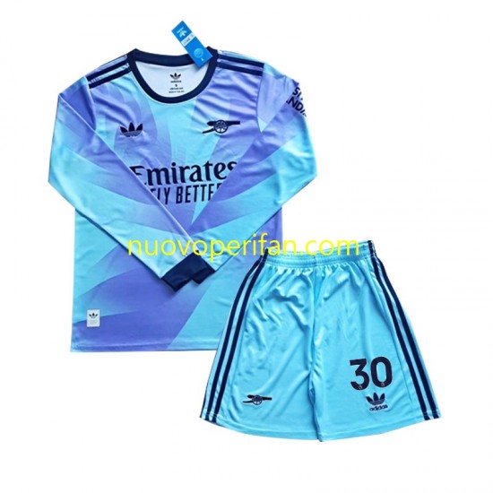 Maglie da Calcio Arsenal Sterling 30 Bambino Alternativa Tenuta 2024-2025 Maniche Lunghe
