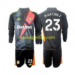 Maglie da Calcio Aston Villa Emiliano Martinez 23 Portiere Bambino Trasferta Tenuta 2024-2025 Maniche Lunghe