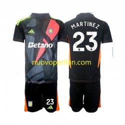 Maglie da Calcio Aston Villa Emiliano Martinez 23 Portiere Bambino Trasferta Tenuta 2024-2025 Maniche Corte