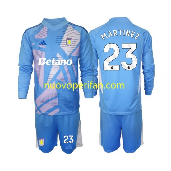 Maglie da Calcio Aston Villa Emiliano Martinez 23 Portiere Bambino Alternativa Tenuta 2024-2025 Maniche Lunghe